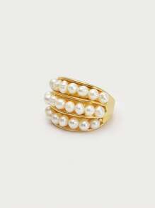 Opalesca 1pc Pearl/Mother Of Pearl Textured, Metallic/Metallic Feel, Beaded Ring, Elegant, Cute, Luxury, Wedding, Holiday, Vacation, Camping, Y2K/For Mom/Women/Girl/Fall/Autumn/Winter/Festival/Holiday/Vacation/Old Money/Halloween,For Mom/Women/Girl/Mother,Fall/Autumn/Winter,Outfits,Old Money,Premium,Pearl,Elegant,Fairycore/Fairy