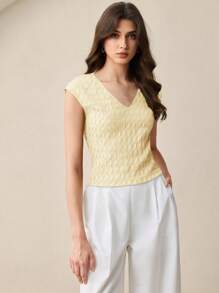 BizChic 2025 秋冬新款 V 领露肩纹理针织女上衣，现代优雅都市商务休闲办公装，适合约会、派对、郊游、机场、浪漫乡村音乐会、韩式、机场、婚礼嘉宾、生日、万圣节、圣诞节