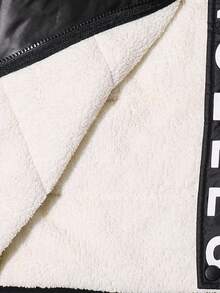 SHEIN Tween Boy Letter Print Thermal Lined Hooded Jacket, Winter Fashion Fall