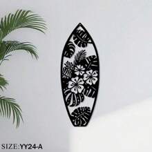 1pc Metal Surfboard Wall Decor - Summer Beach Signage With Turtle, Palm Tree Design - Coastal Hanging Wall Art For Door & Home Decor,Home Decor ,Room Decor,Wall Decor