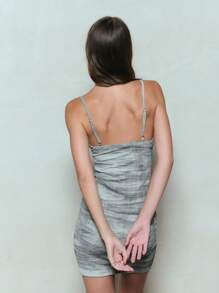 TypaGal Damska sukienka mini z wycięciami na ramiączkach, w stylu wakacyjnym - Szary - Zobacz 2