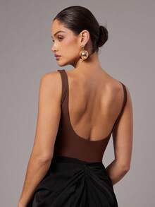 Silquee Bộ đồ liền thân không tay hở lưng màu sô cô la Bộ đồ liền thân màu nâu Bộ đồ liền thân cho nữ Bộ đồ liền thân cho nữ Bộ đồ liền thân màu nâu - Cà phê nâu - Xem 5