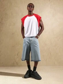 SUMWON 无袖运动背心 高性能肌肉衬衫 健身 健身房 健美 插肩袖 训练 夏季 短款背心 - 白色 - 查看 3