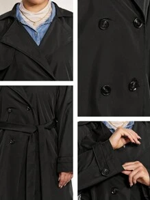 Momelise Plus Size Women Elegant Solid Color Mid-Length Windbreaker