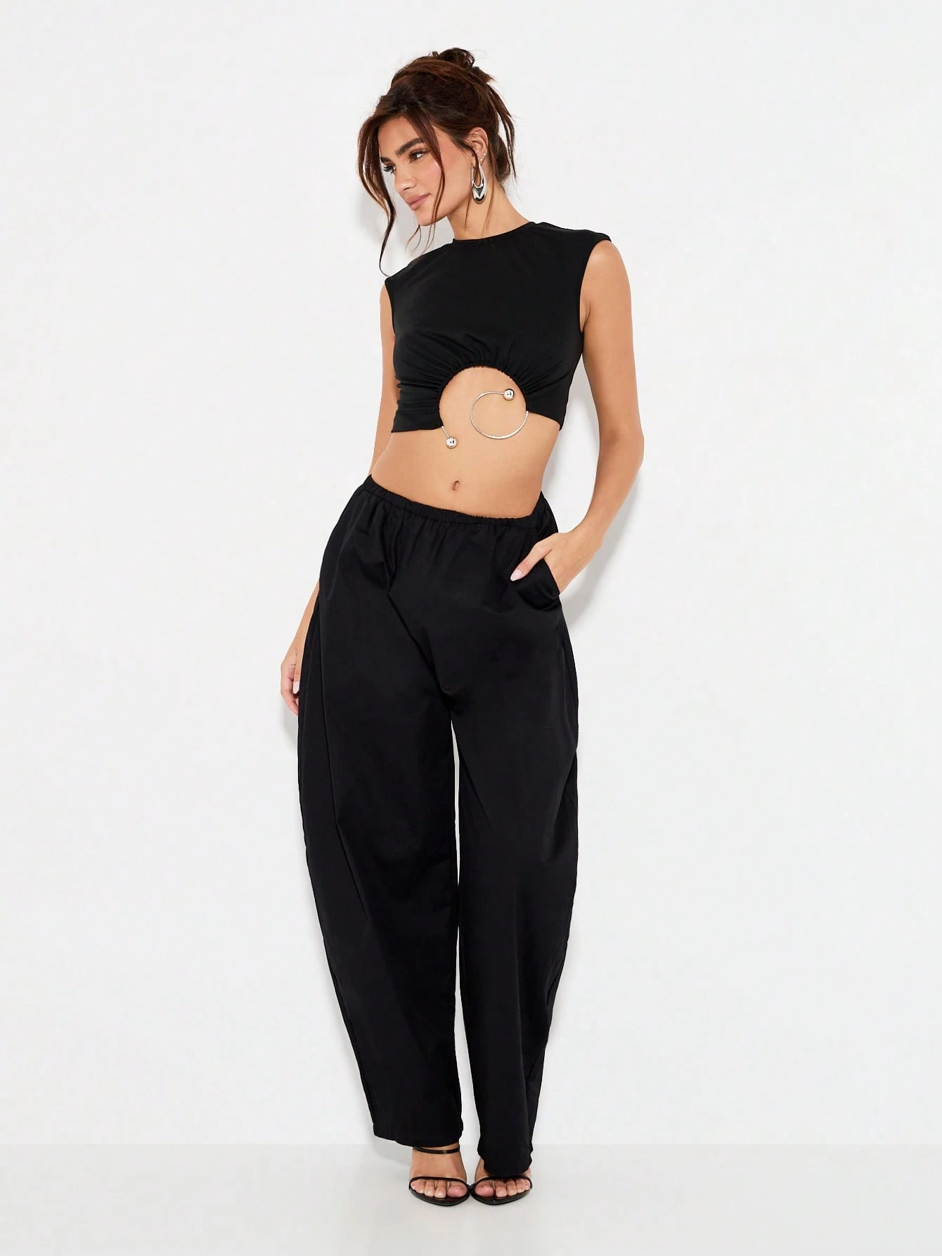 KIZN Wide Leg Palazzo Pants With Elastic Waist