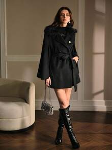 MOTF PREMIUM Mantel Wol Berikat - Hitam - View 8