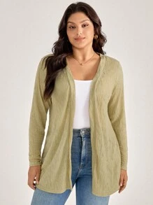 SHEIN LUNE Autumn Plus Size Cardigan Lightweight Duster Coat Fall Back To School Old Money Style Women Country Stockholm Style Office Attire For Women Going Out Tops Women Homecoming Winter Tulum Teacher Winter Jacket Women Winter Back To School