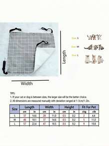 1pc Gray Plaid Double-Sided Pet Hammock Bed With Removable Fleece Cushion For Small And Medium Cats, Four Seasons Available