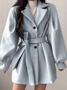 INAWLY 全新优雅系腰长袖女式夹克 - 淺藍色 - 查看 3