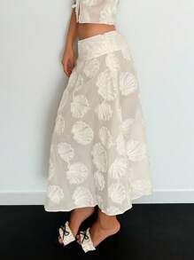 SHEIN ICON Váy chữ A xẻ tà màu trắng trong suốt dành cho nữ, phong cách nghỉ dưỡng, thường ngày, nữ tính - trắng - Xem 1