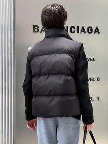 DAZY Áo khoác mùa đông rộng rãi, thoải mái, có khóa kéo phía trước màu trơn cho bé trai tuổi teen - màu đen - Xem 6