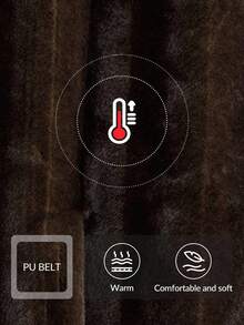 Anewsta 奢华复古人造毛皮长袖直腰系带修身冬季外套夹克 - 棕色 - 查看 2