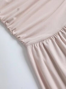 INAWLY Women's Cream Long Sleeve Dress, Soft Ruched Cowl Neck Pleated Knit Loungewear Dress Fall Cloth For Women - Cream - View 5