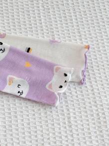 Emery Rose Kids Emery Rose Kids 4 件套少女针织可爱动物图案荷叶边领休闲 T 恤和加长裤家居服套装 - 彩色 - 查看 3