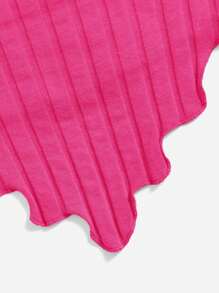 SHEIN EZwear 不對稱下擺短款抹胸上衣 - 玫紅色 - 查看 4