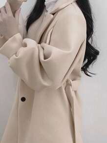 INAWLY New Elegant Tie-Up Long Sleeve Women Long Jacket