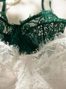 Hollow-Out Lace Push-Up Bra And Panty Set For Plus Size Women In Elegant Style, Lift Lingerie Set - Multicolor - View 4