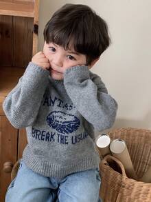 DAZY 男童街头休闲圆领英文字母针织毛衣，秋冬