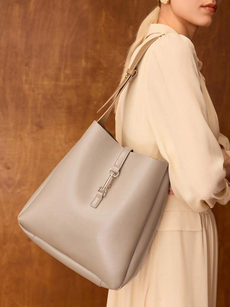 PU LEATHER BUCKLE SHOULDER BAG