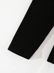 Sparklyn 青少年女孩修身衬衫裙，带百褶裙，长袖休闲连衣裙 - 黑色 - 查看 6