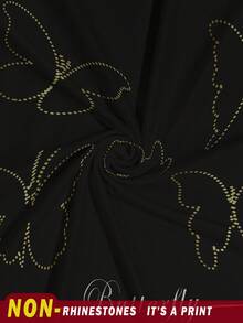 Shutterstock Glamance 女士休闲蝴蝶印花圆领运动衫，秋冬蝴蝶运动衫蝴蝶上衣女士运动衫可爱运动衫优雅 - 白色 - 查看 5