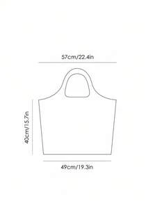 GODZILLAxKONG X SHEIN 1 件卡通图案可折叠购物袋，带小袋的手提包，配有珍珠链可挂在其他包上，适合通勤、购物、旅行，男女皆宜，轻巧便携 - 彩色 - 查看 7