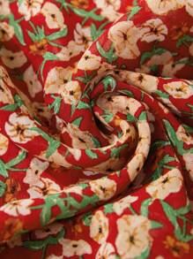 Wildy Romantic Countryside Ditsy Floral Long Sleeve Ruffle Hem Short Dress - Brown - View 6