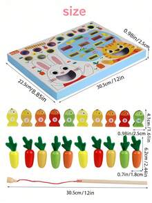 MINKOJA 1套多功能钓鱼胡萝卜喂食游戏益智玩具，适合幼儿学龄前学习精细运动技能训练蒙特梭利感官游戏互动农场动物喂食活动（款式配件随机） - 彩色 - 查看 10