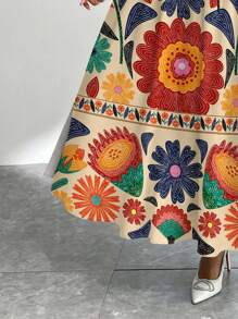 Firerie 休闲花卉印花大码宽松连衣裙，适合秋冬季 - 彩色 - 查看 6