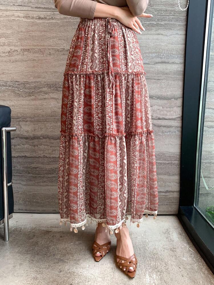 Women's Casual Vacation Cashew Flower Print Skirt
