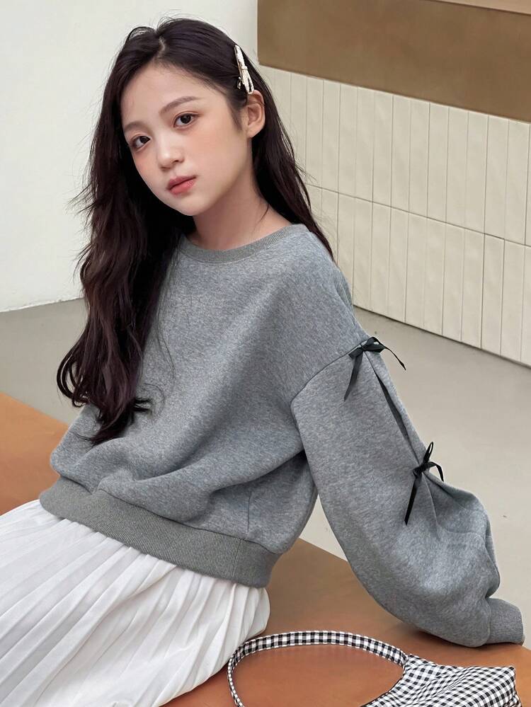 Tween Girls Crew Neck Thermal Lined Sweatshirt, Fall