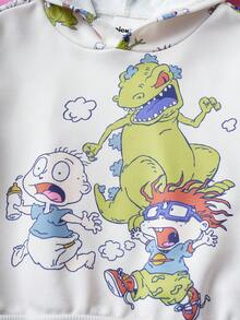 Nick 90s | SHEIN 2 pièces Ensemble décontracté pour bébé garçon, sweat-shirt à capuche à manches longues avec motif de dinosaure mignon et pantalon à cordon, abricot - Multicolore - Voir 7