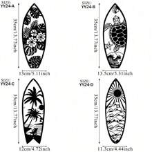 1pc Metal Surfboard Wall Decor - Summer Beach Signage With Turtle, Palm Tree Design - Coastal Hanging Wall Art For Door & Home Decor,Home Decor ,Room Decor,Wall Decor
