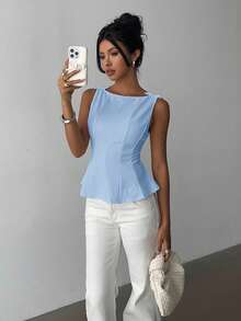 Aloruh Women's Elegant Sleeveless Minimalist Blouse For Commuting