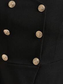 Chikora Plus Size Elegant Commuter Solid Color Double-Breasted Vest & Flare Pants 2 Pieces Set Fall Clothes Plus Size  Autumn Clothes   Old Money Style Women  Homecoming Business Casual Woman Curve Fall Clothes Plus Size  Business Casual Woman   Office Outfits For Women Work Clothes Women Work Clothes  Classy Outfits For Women Business Casual Chic Women's Set - Black - View 9