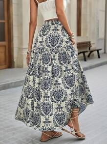 SHEIN VCAY 女式松紧腰宽松波西米亚印花裙 - 彩色 - 查看 2