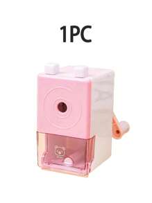1-Piece Cartoon Pencil Sharpener Single-Hole Pencil Sharpener Hand-Cranked Automatic Pen Feed Pencil Sharpener Boxed Student Stationery Back To School - Pink - View 6