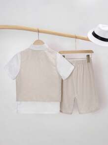 SHEIN Tween Boys Formal Suit Set, 3 Piece Summer Vest Shorts & Bow Tie ...