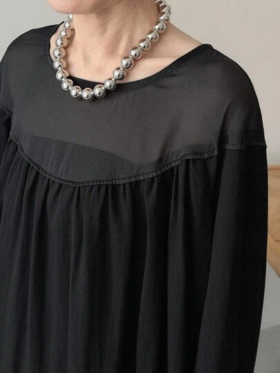 FRIFUL Women's Casual Versatile Solid Color Patchwork Loose T-Shirt,Fall Women Clothes Long Sleeve Top