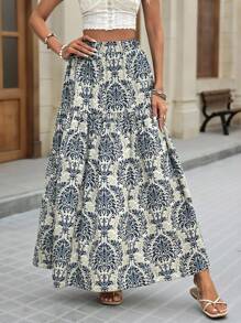 SHEIN VCAY 女式松紧腰宽松波西米亚印花裙 - 彩色 - 查看 5