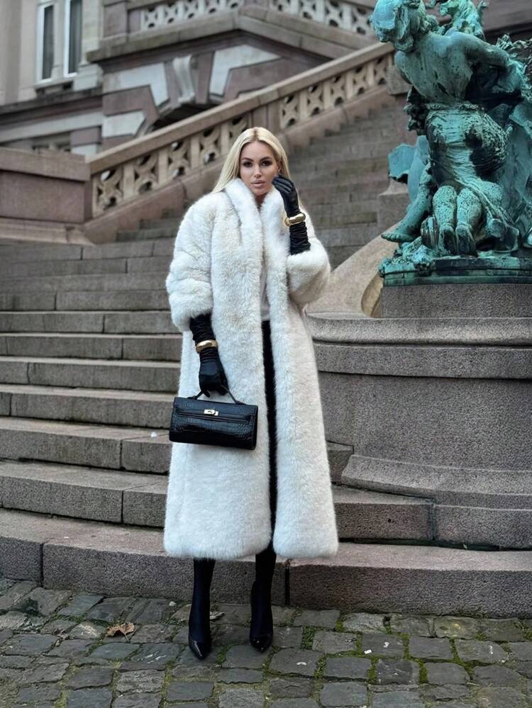 Novo Casaco Longo Elegante Feminino, Estilo Chic com Forro Térmico, Agasalho de Inverno para Mulheres