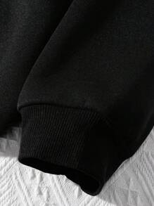 EMERY ROSE Plus Size Women's Letter Printed Hot Round Neck Sweatshirt Fall Cloth For Women Winter Autumn - Black - View 5