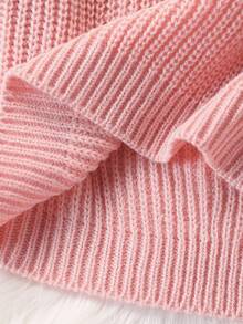 SHEIN Suéter versátil y lindo con patrón de amor para bebé y niña, prenda exterior de punto de una sola pieza - Rosa - Ver 2