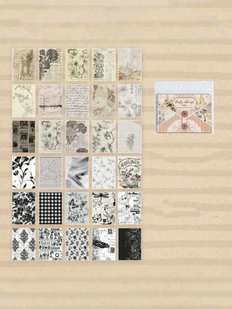 SHEIN 60pcs Vintage Themed Memo Paper Pad, High Capacity Scrapbook Paper With Diverse Retro Content, Suitable For Bullet Journal, - Multicolor - View 13