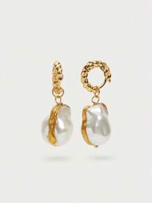 Opalesca 1 Cặp bông tai kim loại dạng dây độc đáo, kết cấu ngọc trai/xà cừ, thanh lịch, dễ thương, sang trọng cho đám cưới, công việc, tiệc tùng, thường ngày, ngày lễ, kỳ nghỉ, cắm trại, Y2K, dành cho mẹ, phụ nữ, trẻ em gái, mùa thu, mùa đông, lễ hội, ngày lễ, kỳ nghỉ, tiền cũ, Halloween - Vàng - Xem 2