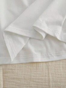 2 件套女童休闲狗狗印花长袖上衣和蓝色格子裤舒适睡衣套装 - 白色 - 查看 7