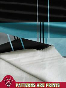 SHEIN LUNE 休闲条纹拼布图案圆领短袖宽松女式 T 恤，适合春夏季