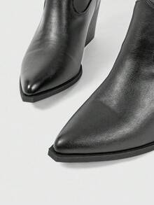 ROMWE Fairycore 2025 Herbst/Winter Neue Spitze Zehen Plateau Absatz Stiefel mit Stickerei Details, Outdoor Mode Leder Overknee Stiefel