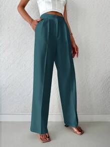 RueChic Solid Straight Leg Pants - Green - View 3