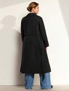 Momelise Plus Size Women Elegant Solid Color Mid-Length Windbreaker